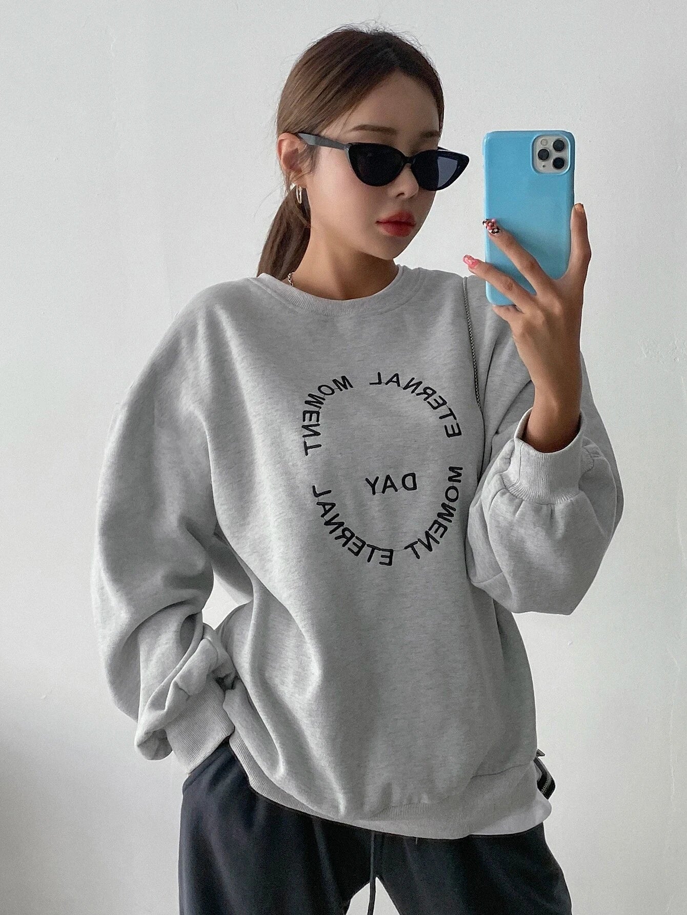 Women's Sweatshirts Funny Letter Printing Pullover Crewneck Long Sleeves Oversize Hoodie Fashion Casual Autumn Female Clothes