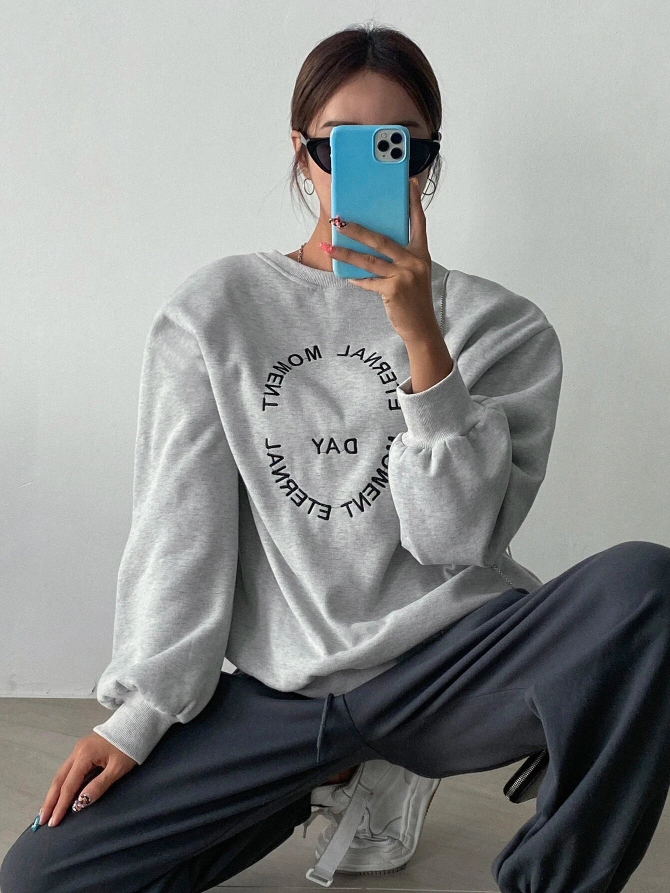 Women's Sweatshirts Funny Letter Printing Pullover Crewneck Long Sleeves Oversize Hoodie Fashion Casual Autumn Female Clothes