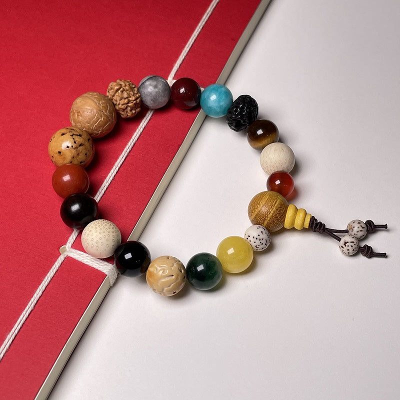 Hangzhou Lingyin same style multi-treasure Bodhi 18-seed bracelet generation Big Sky agate style 18-seed Buddha beads handheld