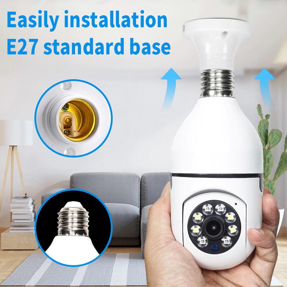 Bulb Surveillance Camera Night Vision Full Color Automatic Human Tracking - 200W E27