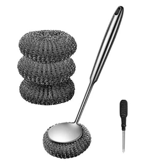 Long handle stainless steel pot brush