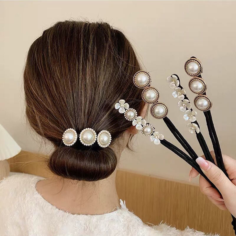 Cross-border Summer Pearl Lazy Twist Clip Women's Ball Head Curler Hair Card Internet Celebrity Elegant Hair Flower Hair Accessories