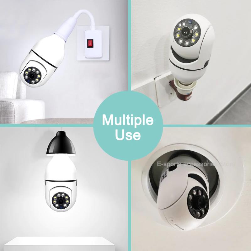 Bulb Surveillance Camera Night Vision Full Color Automatic Human Tracking - 200W E27