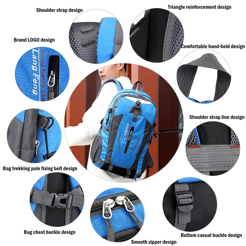 40L Men & Women Travel Backpack Rucksack - Camping, Laptop, Hiking, School Book Bag - USA