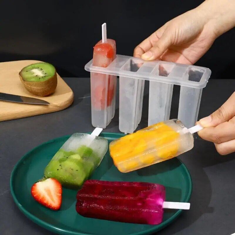 Popsicle Molds 4 Cavities Homemade Ice Cream Mold