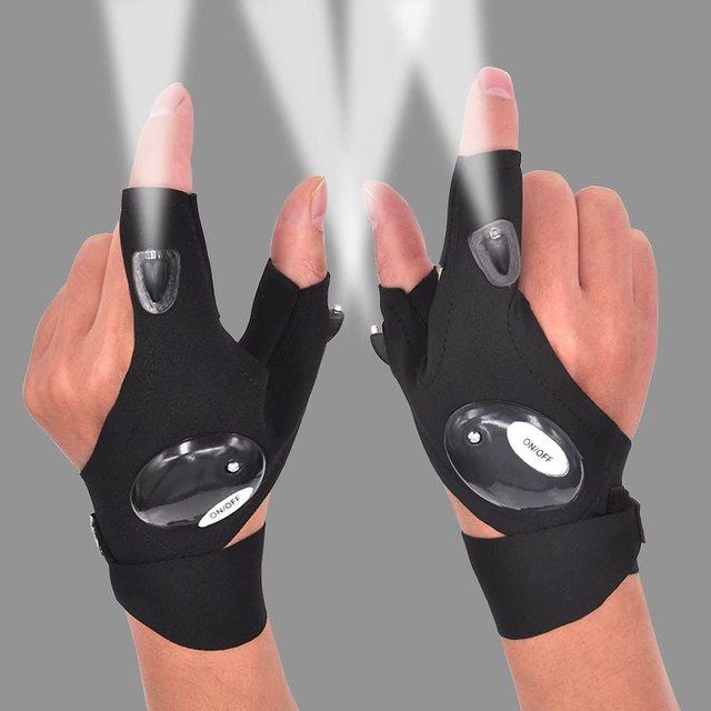 Fingerless Glove With LED Flashlight