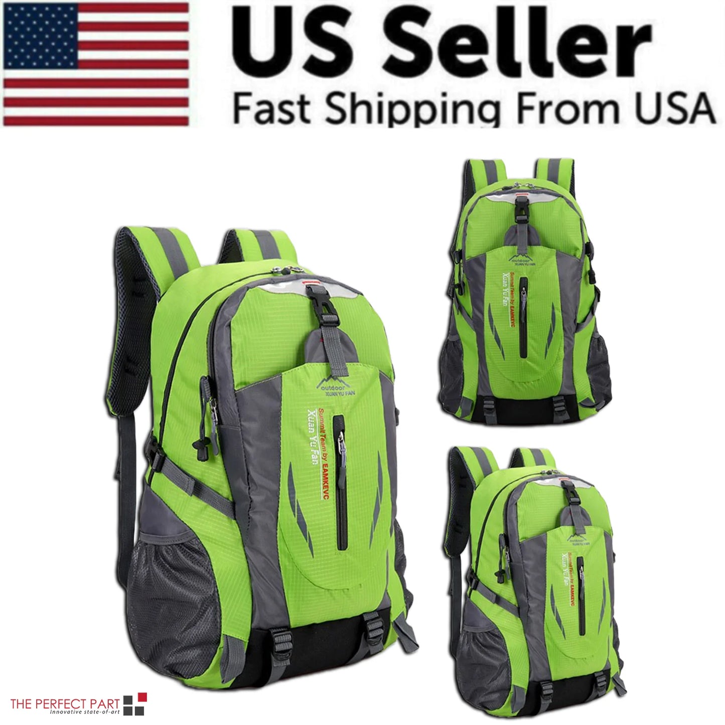 40L Men & Women Travel Backpack Rucksack - Camping, Laptop, Hiking, School Book Bag - USA