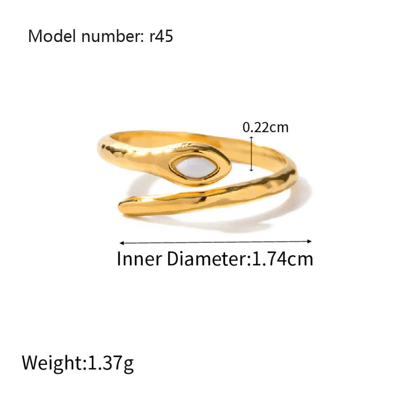 2025 Vintage Hollow Zircon Rings For Women Metal Gold Color Trend Luxury Snake Shape Vintage Trendy Stainless Steel Ring Jewelry