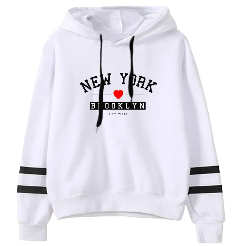 Hoodies Womens Sweatshirts Print Daily Versatile Pullovers Stripe Jogging Sports Clothing Casual Street Woman Hooded Tops 2025