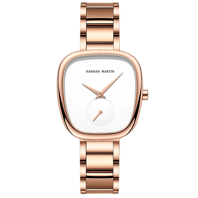 2025 New Women's Quartz Wristwatch 34mm Wine Barrel Rose Gold Black Stopwatch Fashionable Minimalist Style Oval Women's Watches