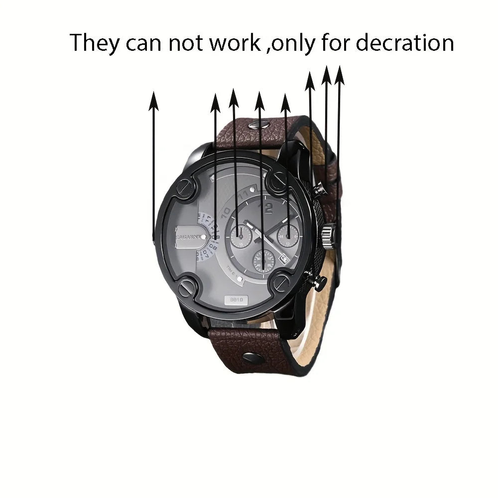 Men's Wrist Watch, Classic Casual Large Dial Men's Belt Quartz Wrist Watch