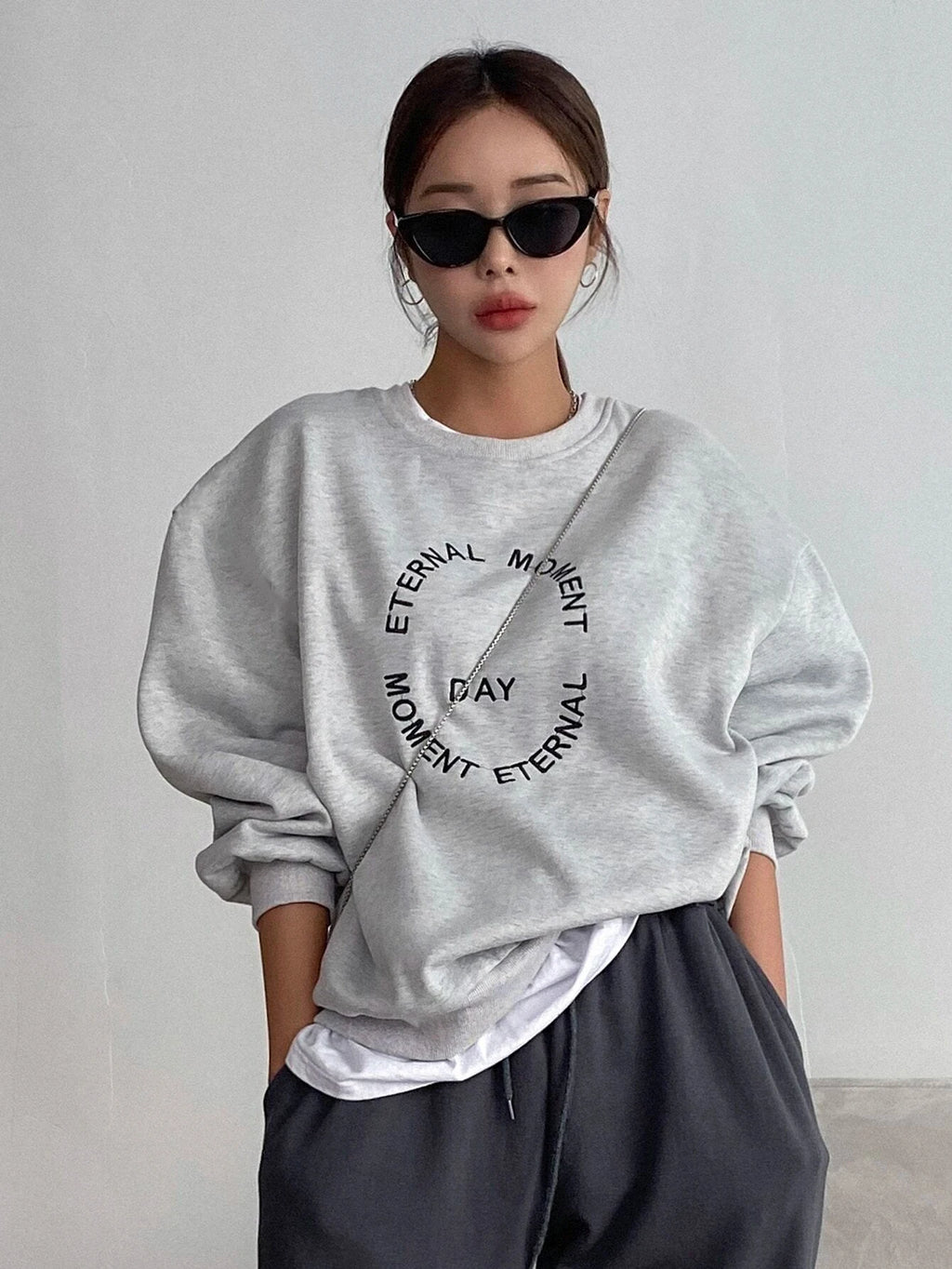 Women's Sweatshirts Funny Letter Printing Pullover Crewneck Long Sleeves Oversize Hoodie Fashion Casual Autumn Female Clothes