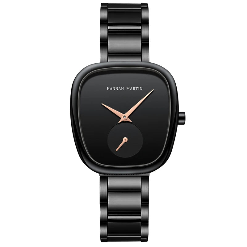 2025 New Women's Quartz Wristwatch 34mm Wine Barrel Rose Gold Black Stopwatch Fashionable Minimalist Style Oval Women's Watches