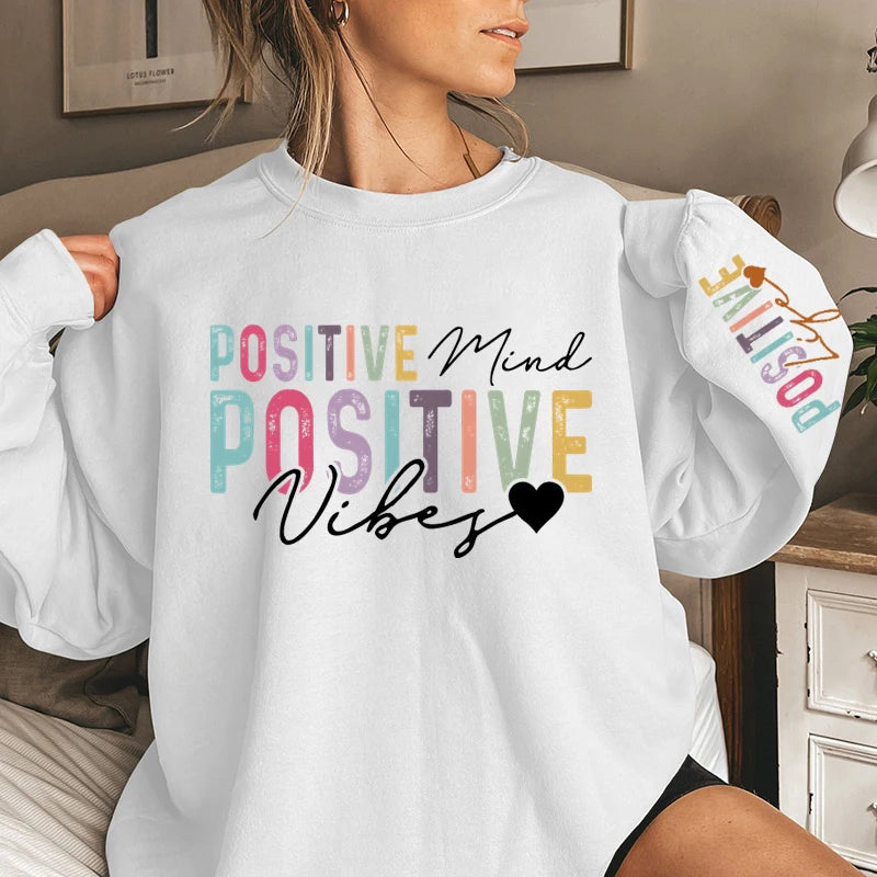 Women's Sweatshirts Positive Affirmations Life Mind Vibes Print Crew Neck Sweatshirts Oversized Graphic Long Sleeves Pullovers