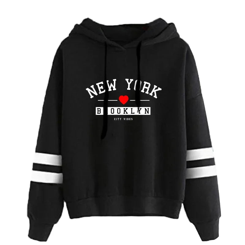 Hoodies Womens Sweatshirts Print Daily Versatile Pullovers Stripe Jogging Sports Clothing Casual Street Woman Hooded Tops 2025