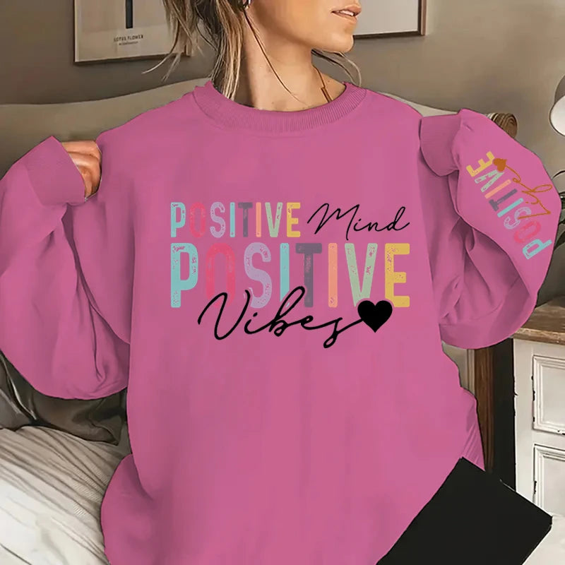 Women's Sweatshirts Positive Affirmations Life Mind Vibes Print Crew Neck Sweatshirts Oversized Graphic Long Sleeves Pullovers