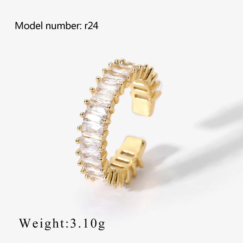 2025 Vintage Hollow Zircon Rings For Women Metal Gold Color Trend Luxury Snake Shape Vintage Trendy Stainless Steel Ring Jewelry