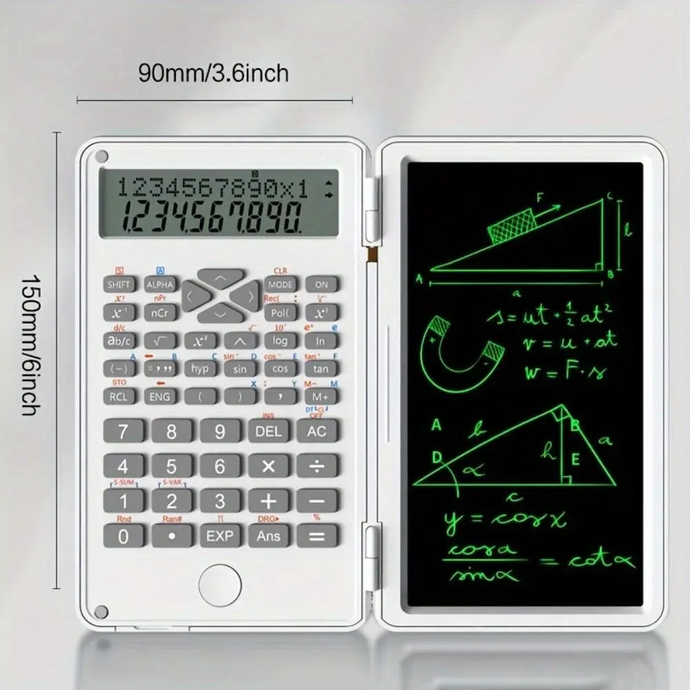 3 in 1 Scientific Calculator Foldable 6-inch Office LCD Drawing Pad Portable Erasable Digital Writing Tablet