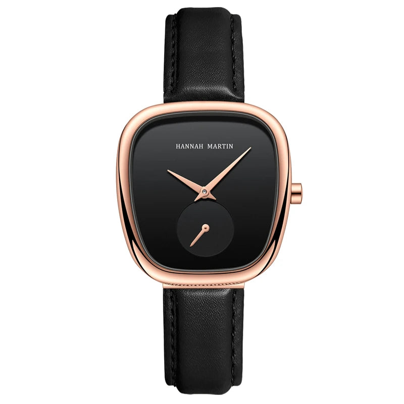 2025 New Women's Quartz Wristwatch 34mm Wine Barrel Rose Gold Black Stopwatch Fashionable Minimalist Style Oval Women's Watches