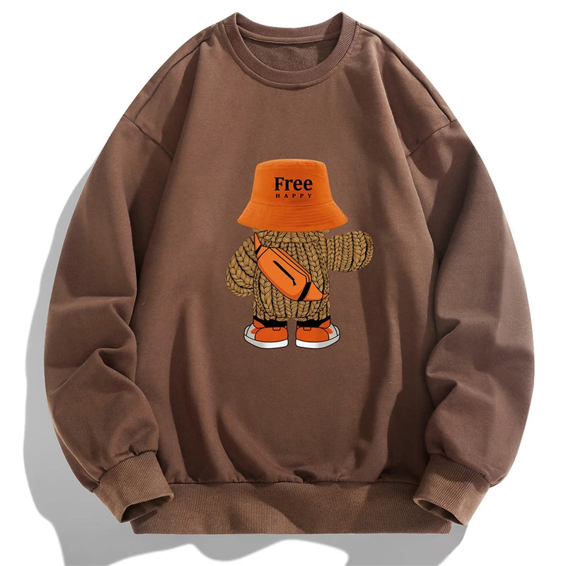 New Sweatshirt Men Autumn Spring Long Sleeved T-shirts Man Print Hoodies  Round Neck Pullover Fashion Hip Hop Top Men's Clothing