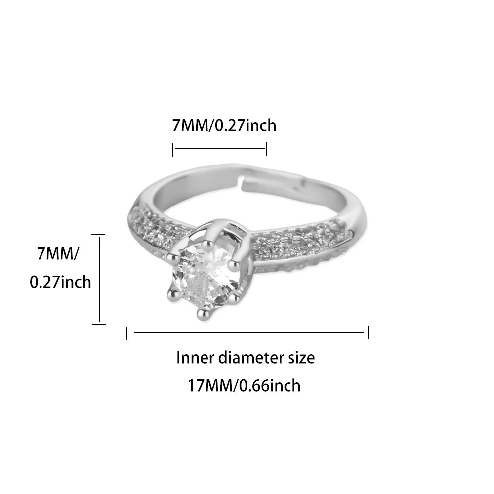Zircon Round Rings For Women Gold Color Geometric Round Adjustable Ring Wedding Anniversary Waterproof Jewelry Gift