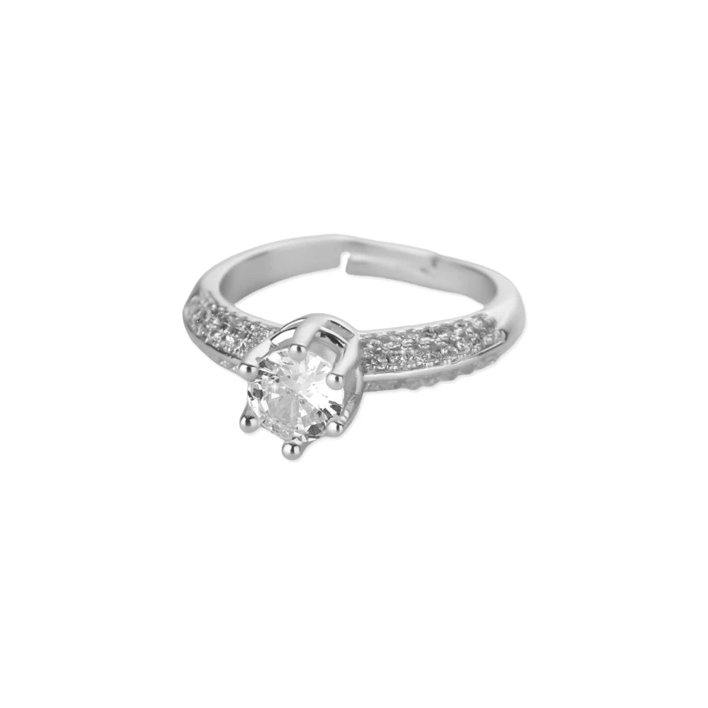 Zircon Round Rings For Women Gold Color Geometric Round Adjustable Ring Wedding Anniversary Waterproof Jewelry Gift