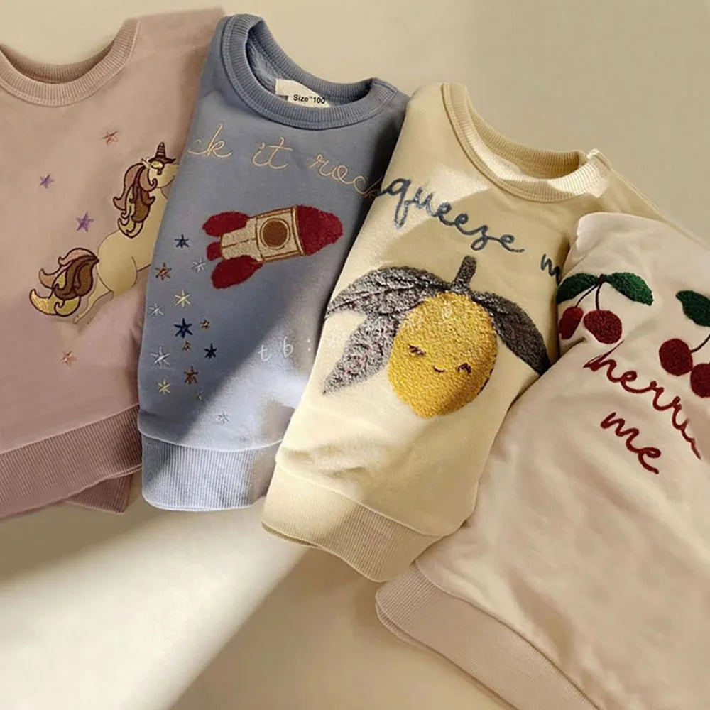 Kids Sweatshirts for Boys Girls Cute Long Sleeve Sweatshirts Children's Cotton Pullover Top