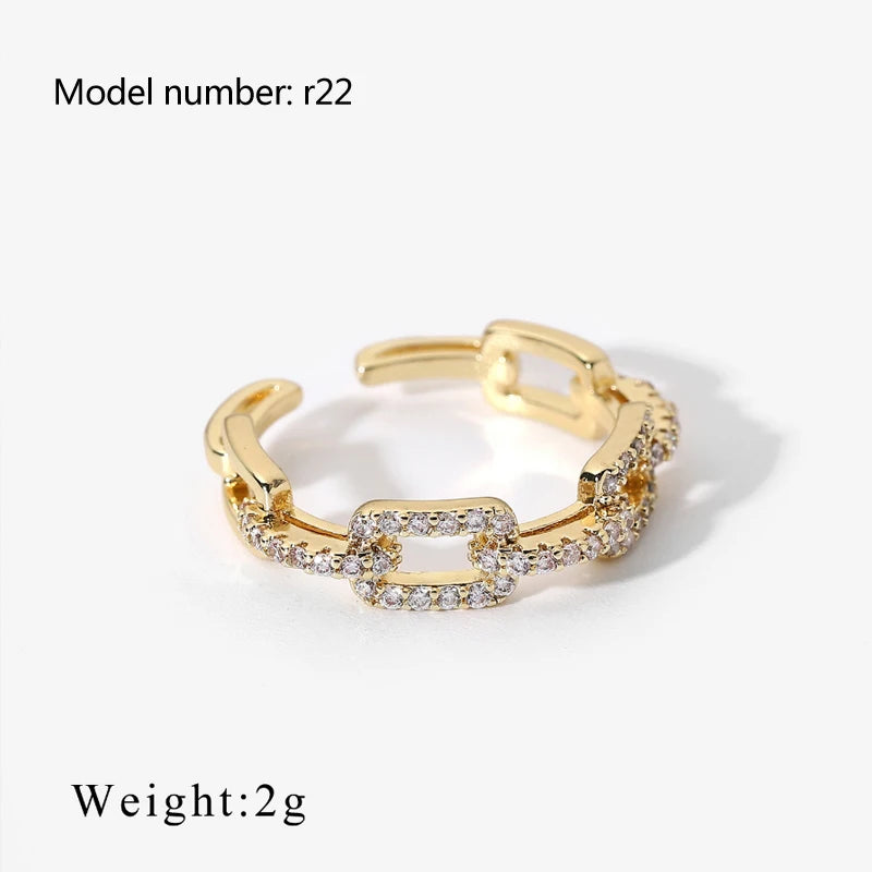 2025 Vintage Hollow Zircon Rings For Women Metal Gold Color Trend Luxury Snake Shape Vintage Trendy Stainless Steel Ring Jewelry