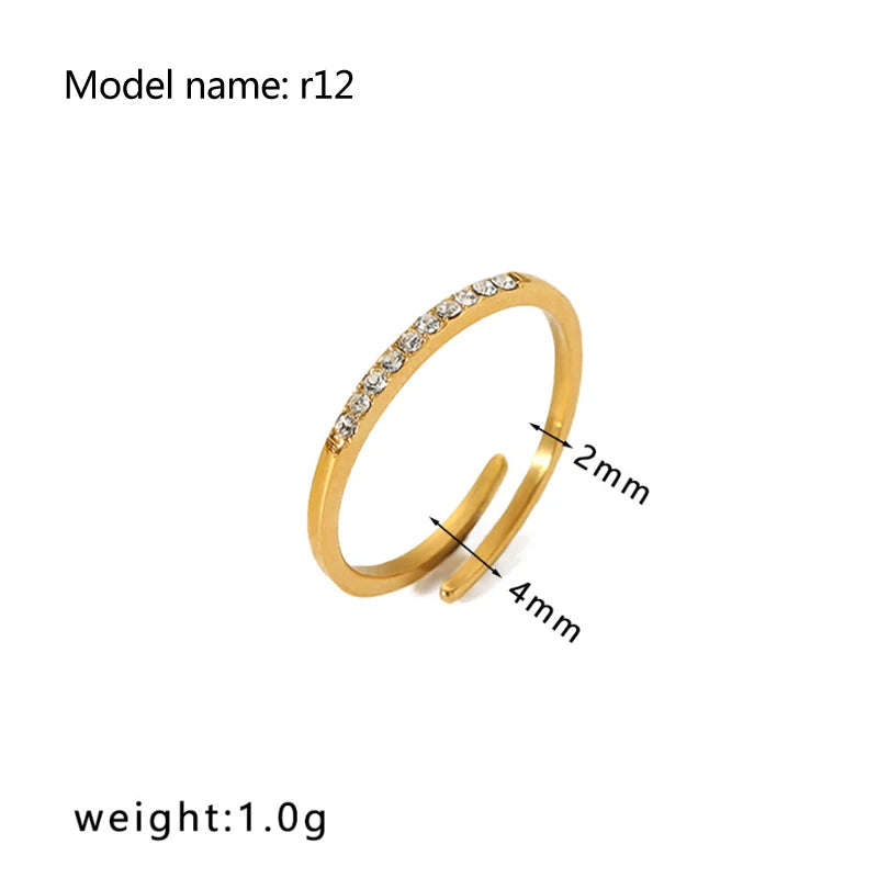 2025 Vintage Hollow Zircon Rings For Women Metal Gold Color Trend Luxury Snake Shape Vintage Trendy Stainless Steel Ring Jewelry