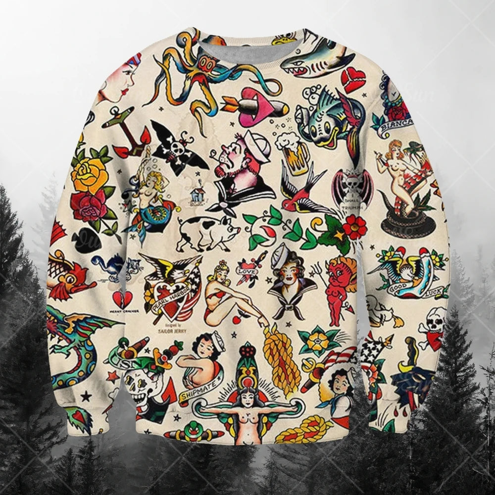 Men's Sweatshirts 3d Characters And Animal Graphic Long Sleeve Printed T-Shirts Loose O-Neck Hoodies Oversized Men Clothing Tops