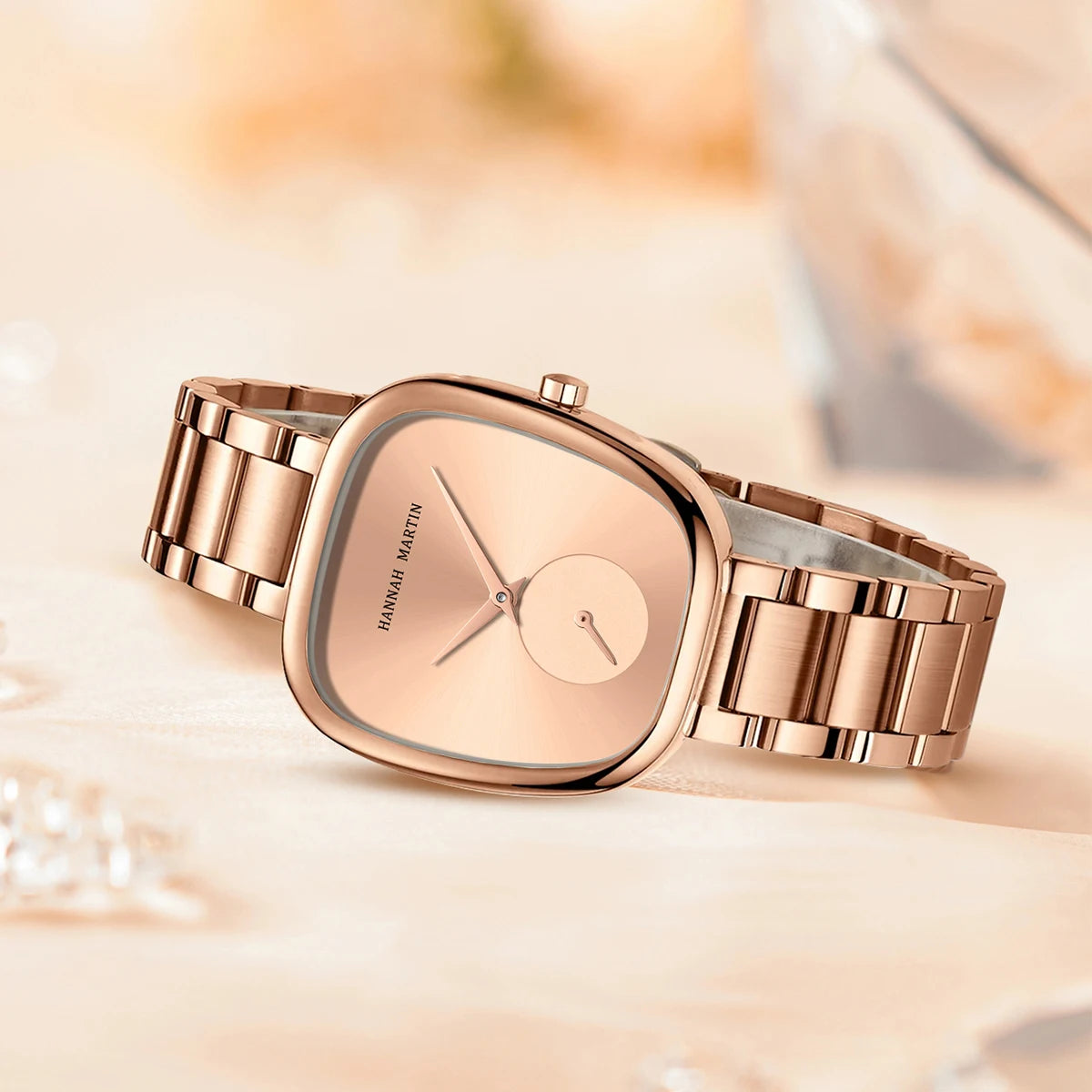 2025 New Women's Quartz Wristwatch 34mm Wine Barrel Rose Gold Black Stopwatch Fashionable Minimalist Style Oval Women's Watches
