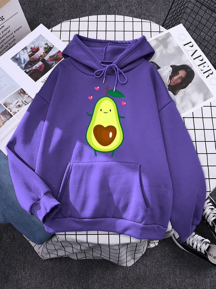 Hoodies Lovely Cartoon Avocado Printing Hoodie Female Oversized Fashion Pullover For Women Aesthetics Winter Women'S Sweatshirt