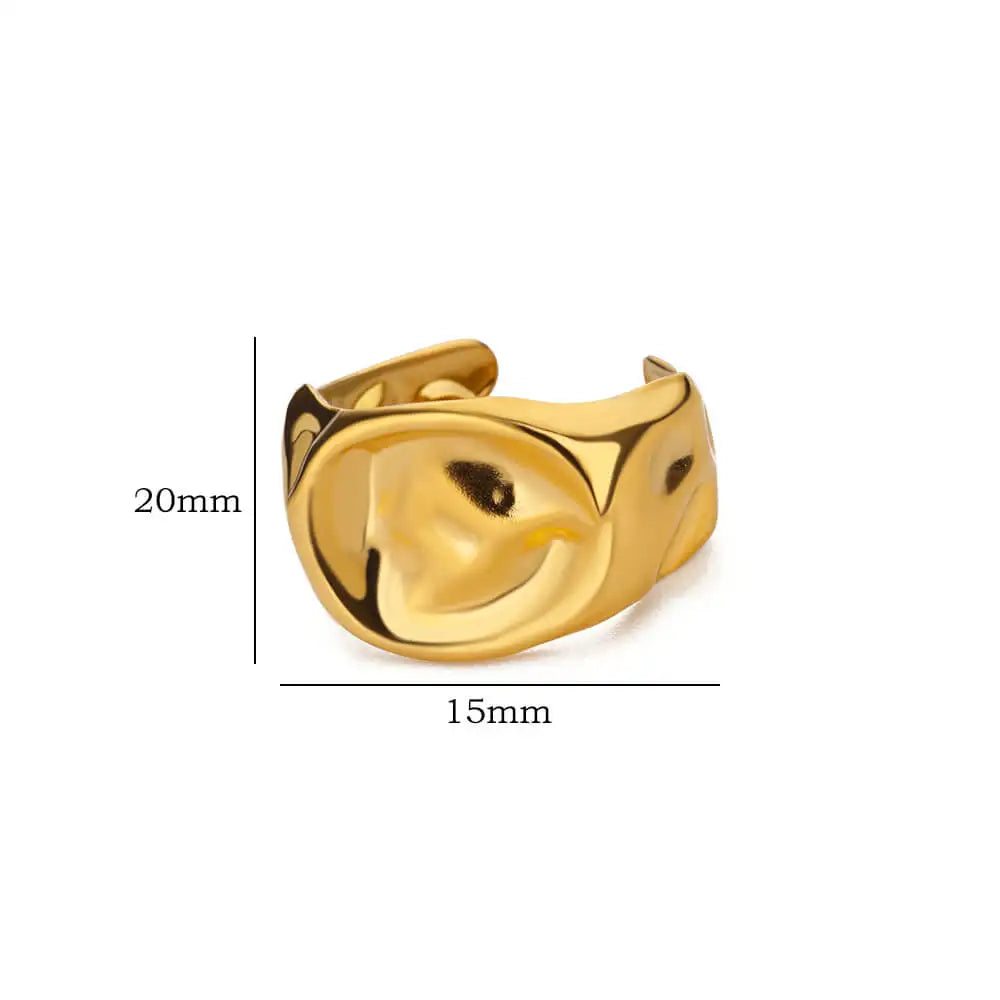 Irregular Rings For Women Gold Color Stainless Steel Geometric Ring Fashion Simple Party Christmas Party Jewelry Gift Femme
