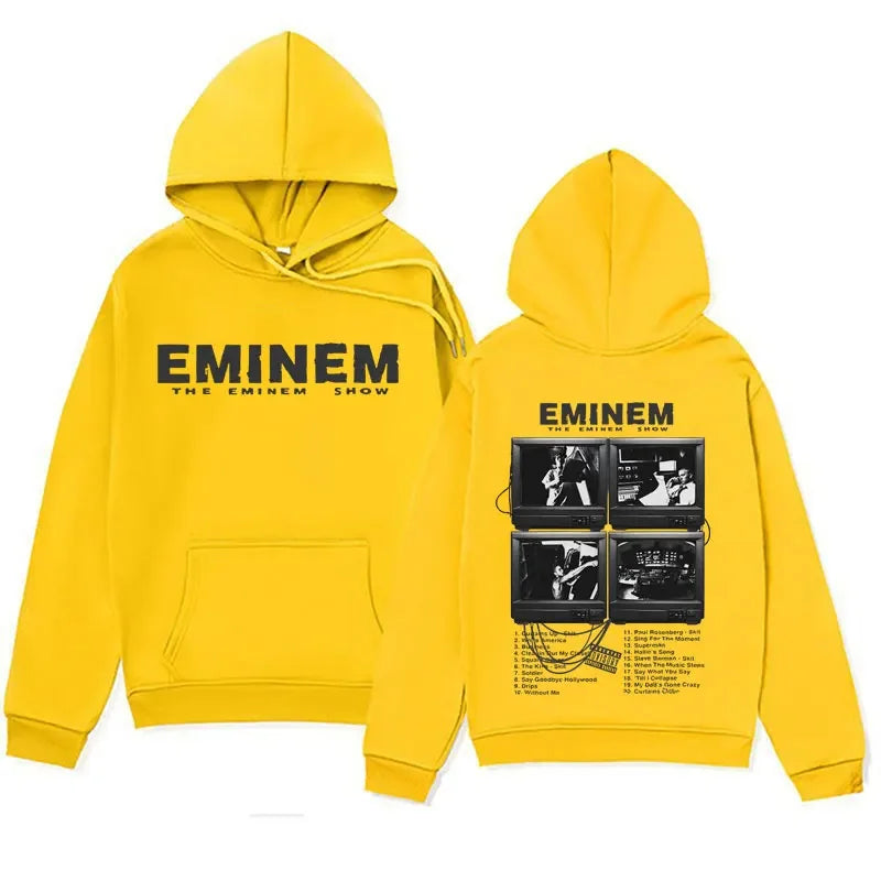 Rapper Eminem Music Album Hoodies World Tour Gift for Fan Graphic Hoodie Men Women Hip Hop Style Oversized Sweatshirt Streetwear