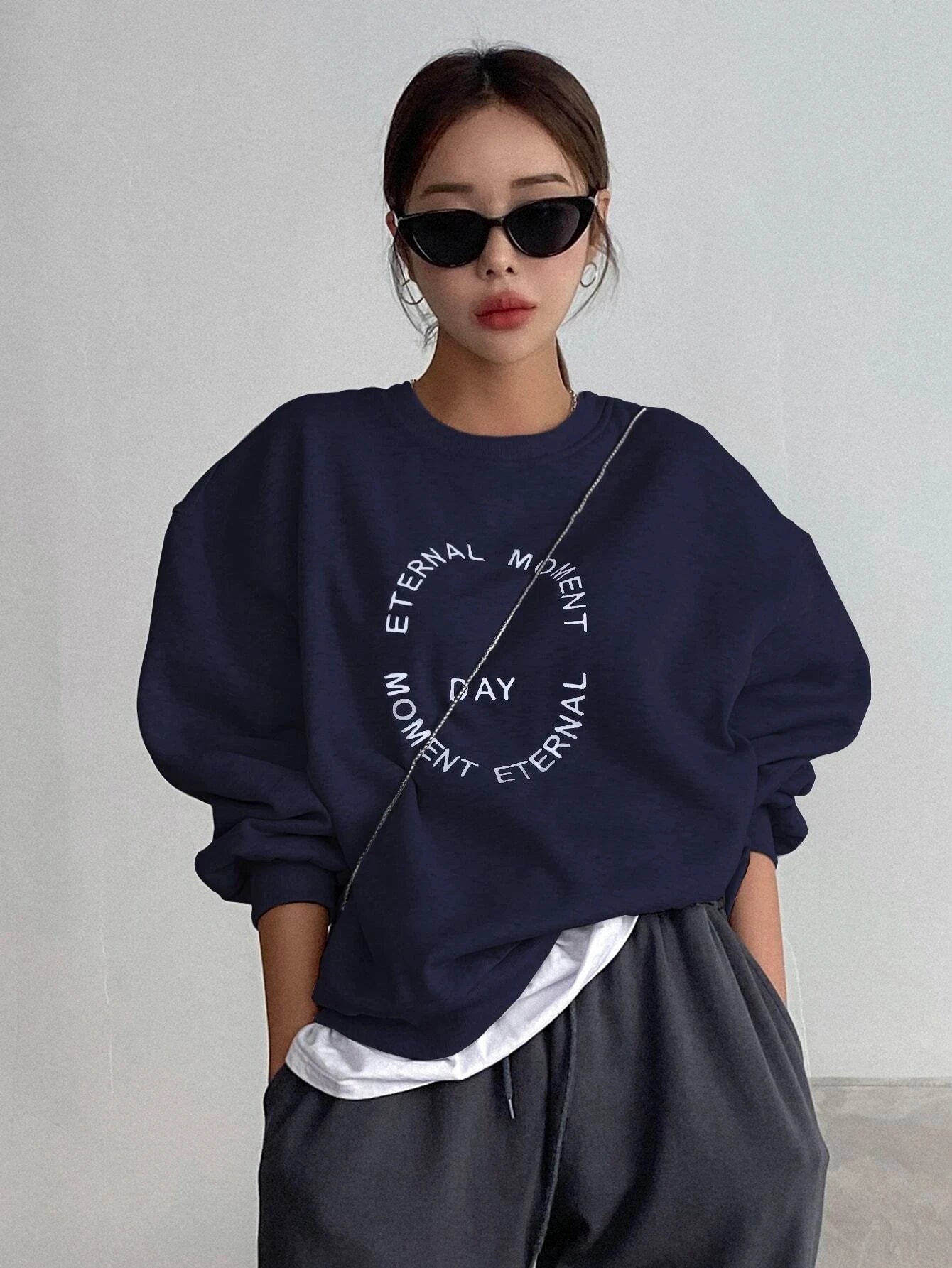 Women's Sweatshirts Funny Letter Printing Pullover Crewneck Long Sleeves Oversize Hoodie Fashion Casual Autumn Female Clothes