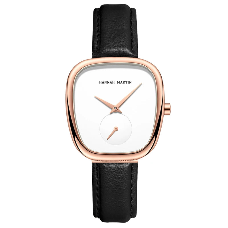 2025 New Women's Quartz Wristwatch 34mm Wine Barrel Rose Gold Black Stopwatch Fashionable Minimalist Style Oval Women's Watches