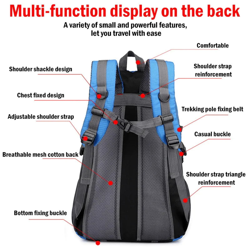 40L Men & Women Travel Backpack Rucksack - Camping, Laptop, Hiking, School Book Bag - USA