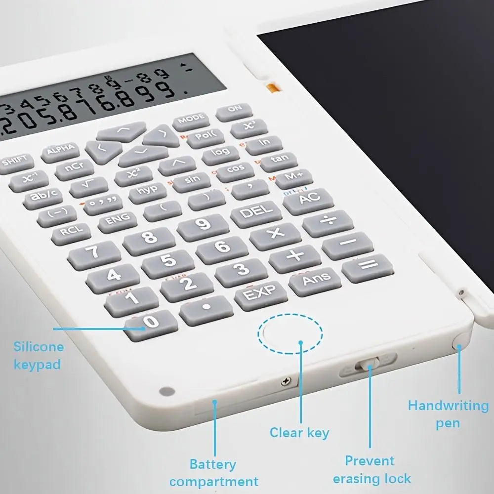 3 in 1 Scientific Calculator Foldable 6-inch Office LCD Drawing Pad Portable Erasable Digital Writing Tablet