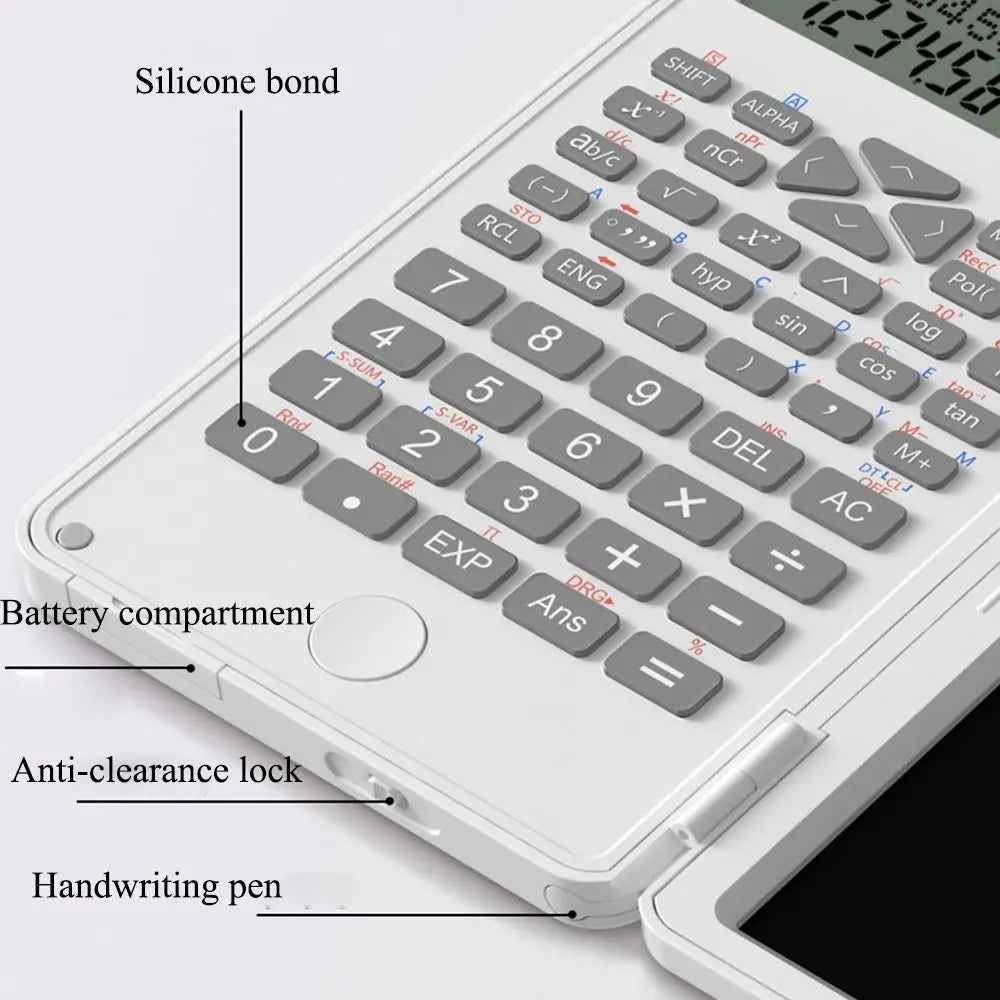 3 in 1 Scientific Calculator Foldable 6-inch Office LCD Drawing Pad Portable Erasable Digital Writing Tablet