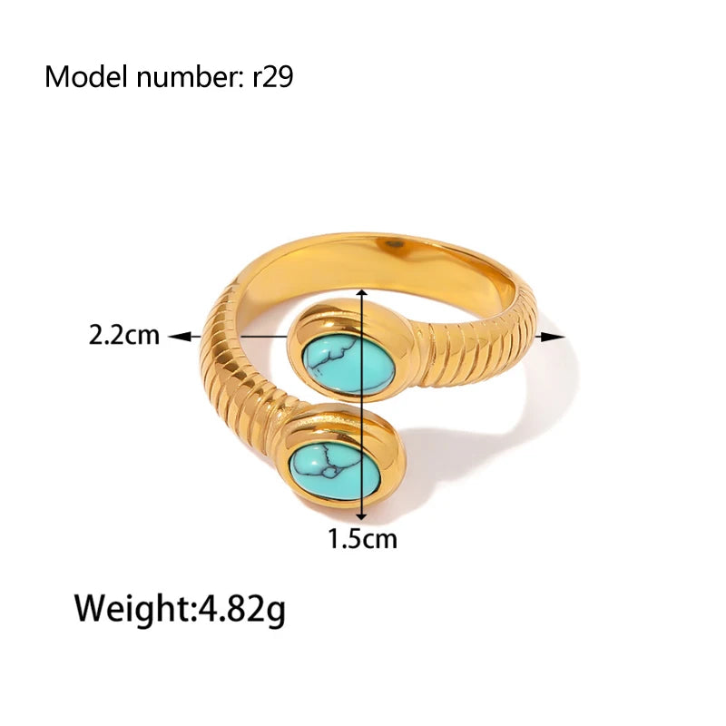 2025 Vintage Hollow Zircon Rings For Women Metal Gold Color Trend Luxury Snake Shape Vintage Trendy Stainless Steel Ring Jewelry