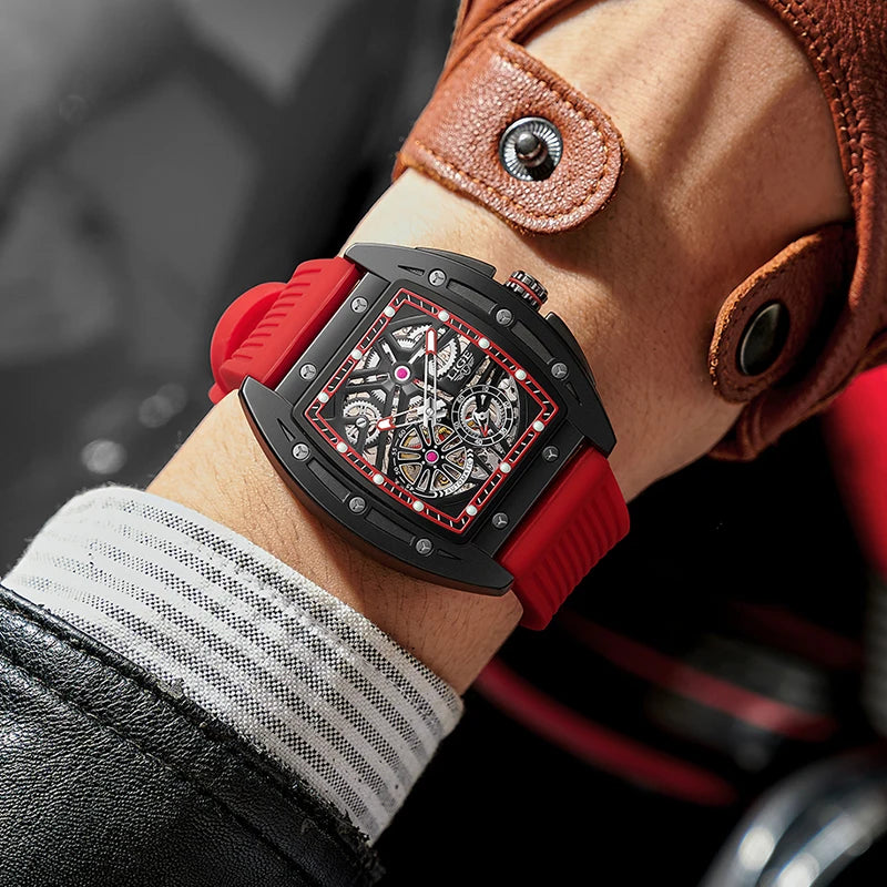 LIGE Automatic Mechanical Watches for Man Luxury Watch Men Waterproof Wristwatch Rubber Strap Relogio Masculion Free Shipping