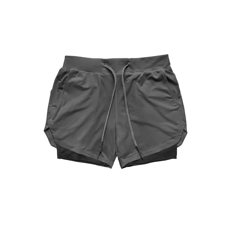 Mens Gym Sports Shorts Jogging Running Breathable Fitness Exercise Double Layer Shirt Hidden-Pocket Casual Camouflage Shorts