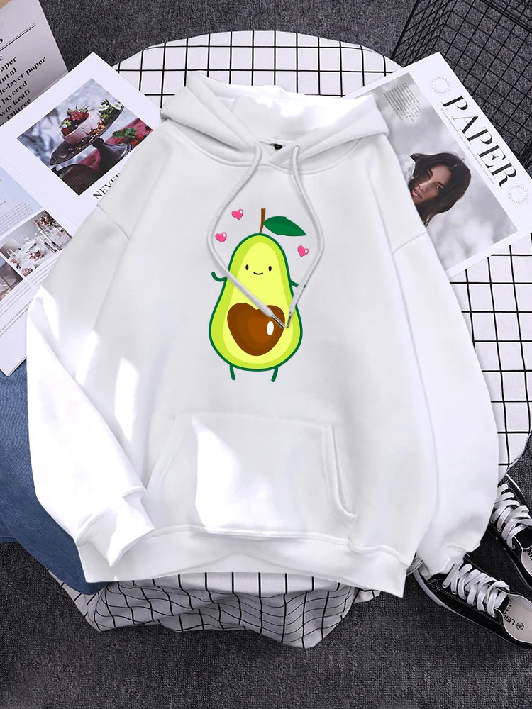 Hoodies Lovely Cartoon Avocado Printing Hoodie Female Oversized Fashion Pullover For Women Aesthetics Winter Women'S Sweatshirt