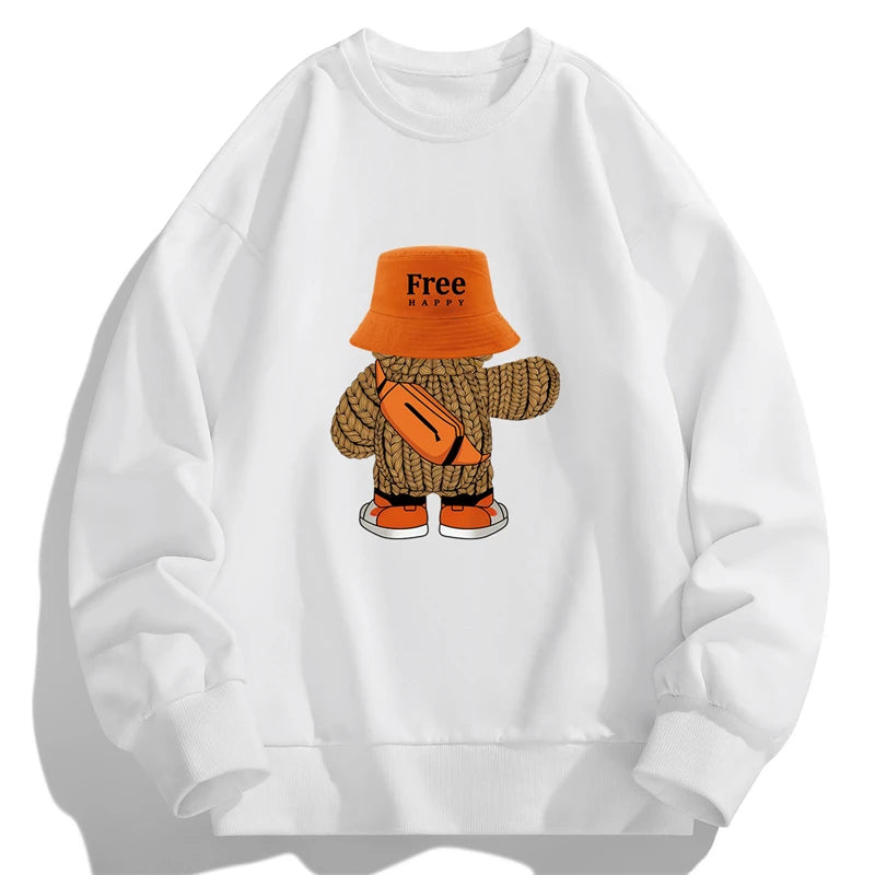 New Sweatshirt Men Autumn Spring Long Sleeved T-shirts Man Print Hoodies  Round Neck Pullover Fashion Hip Hop Top Men's Clothing