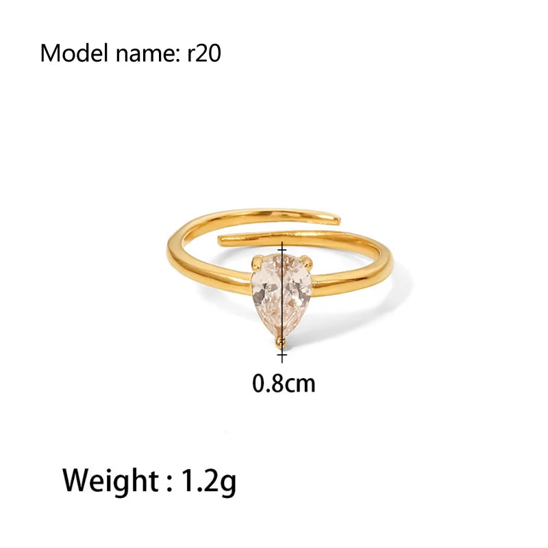 2025 Vintage Hollow Zircon Rings For Women Metal Gold Color Trend Luxury Snake Shape Vintage Trendy Stainless Steel Ring Jewelry