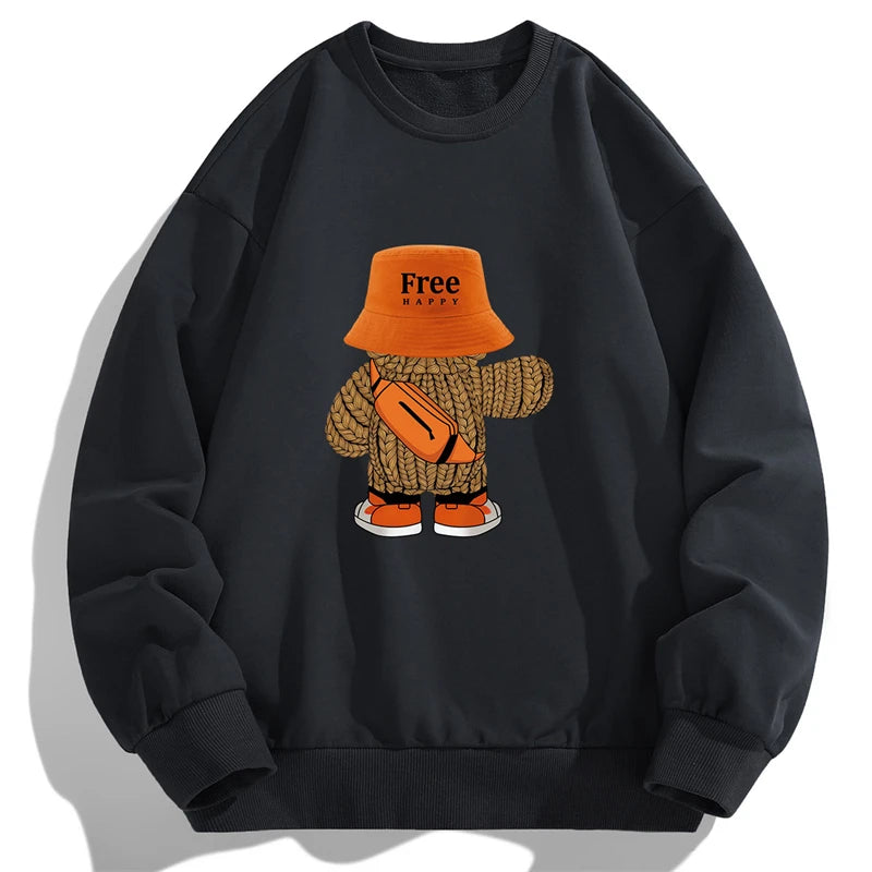 New Sweatshirt Men Autumn Spring Long Sleeved T-shirts Man Print Hoodies  Round Neck Pullover Fashion Hip Hop Top Men's Clothing