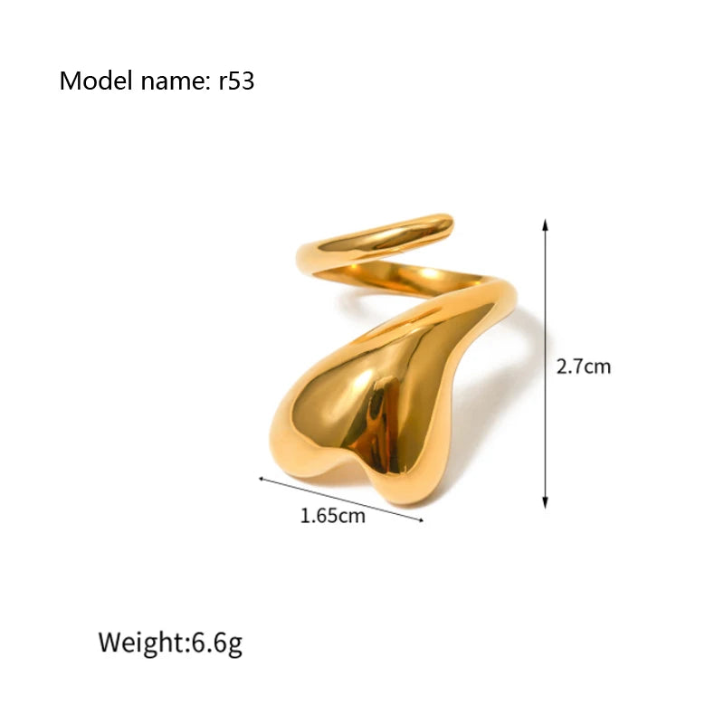 2025 Vintage Hollow Zircon Rings For Women Metal Gold Color Trend Luxury Snake Shape Vintage Trendy Stainless Steel Ring Jewelry