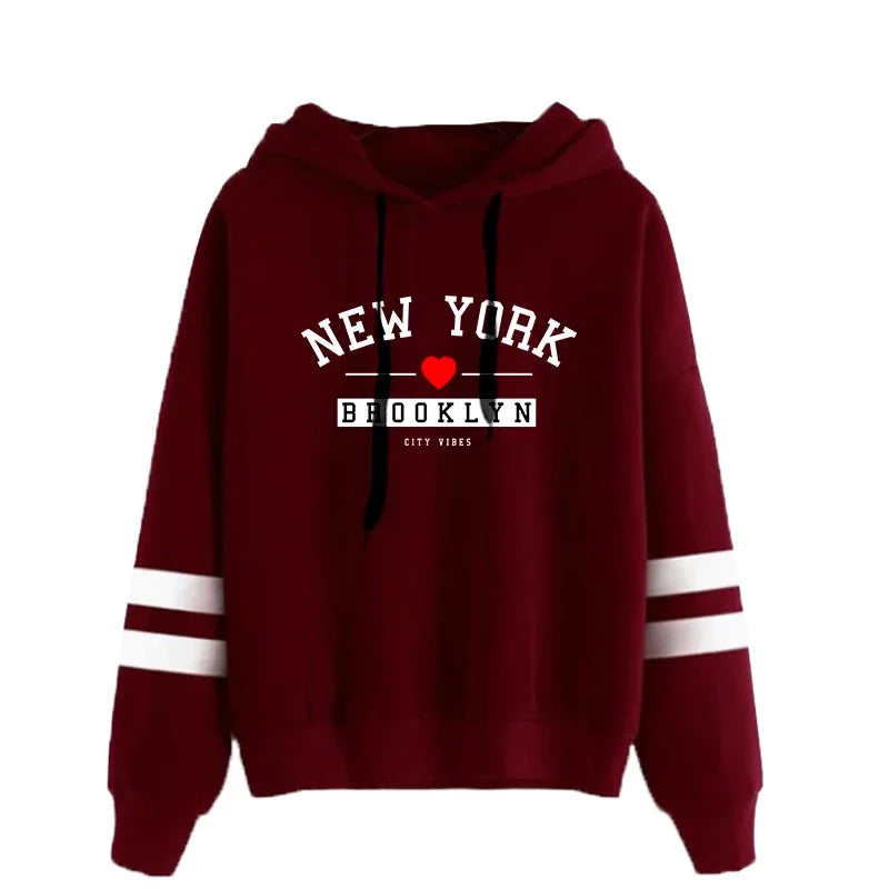 Hoodies Womens Sweatshirts Print Daily Versatile Pullovers Stripe Jogging Sports Clothing Casual Street Woman Hooded Tops 2025