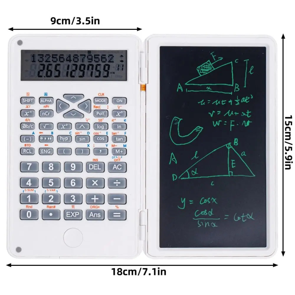 3 in 1 Scientific Calculator Foldable 6-inch Office LCD Drawing Pad Portable Erasable Digital Writing Tablet