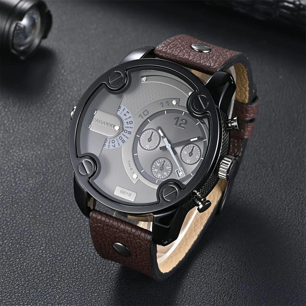 Men's Wrist Watch, Classic Casual Large Dial Men's Belt Quartz Wrist Watch